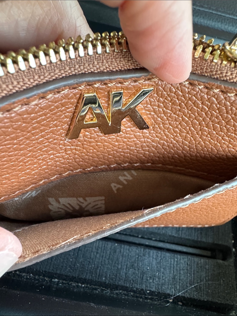 Anne Klein Brown Card Wallet with Gold AK Logo - Picture 6 of 7
